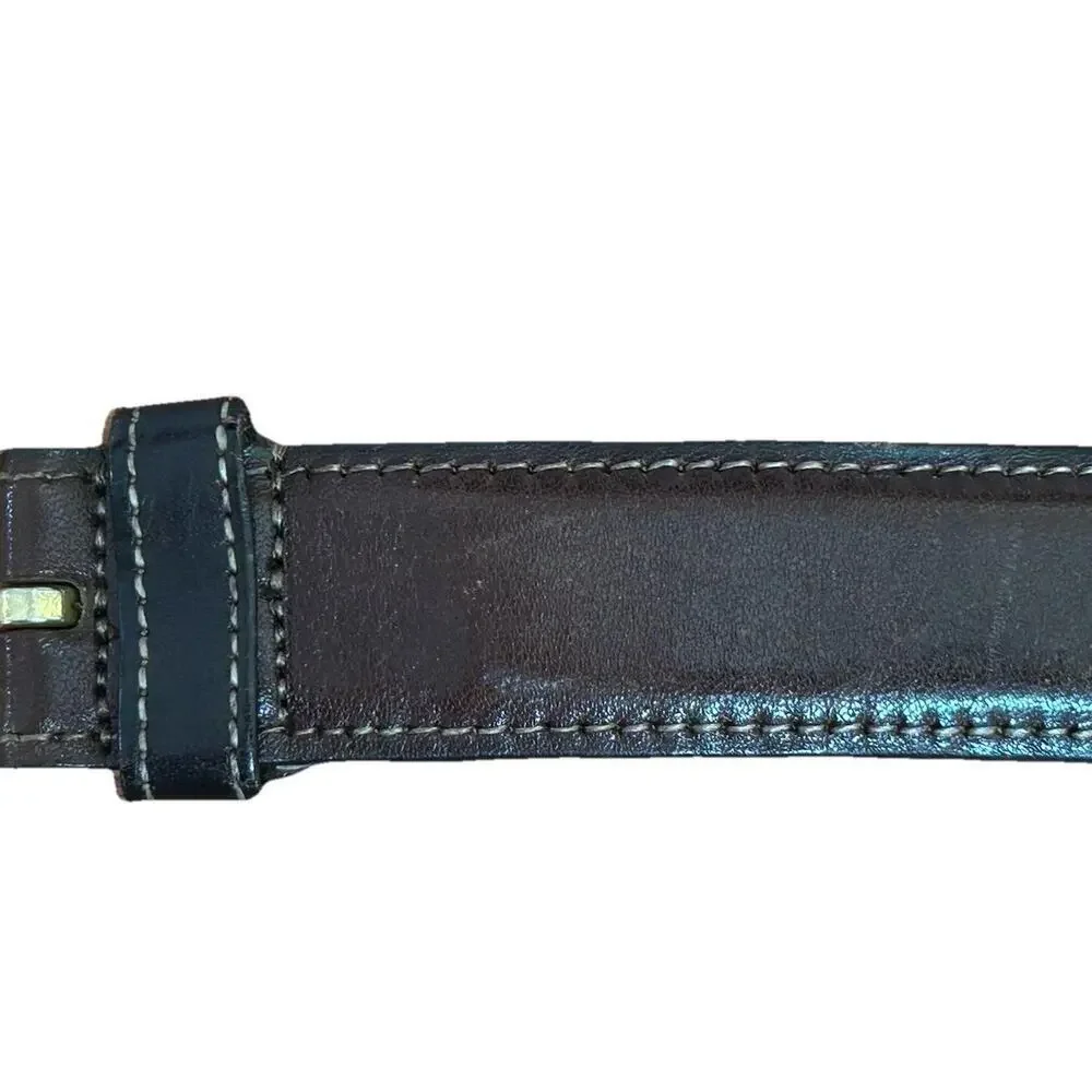 Torino Brown Full Grain Glove Leather Brass Buckle Italian Belt Men's Size 36